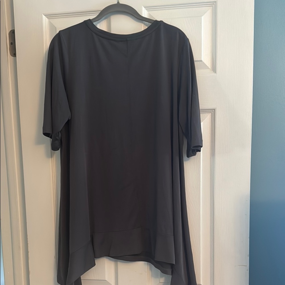 LOGO by Lori Goldstein Dark Gray Tunic with Pockets - Picture 5 of 8